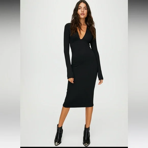 Wilfred Free | Abby Plunge Neck Knit Dress - Picture 3 of 11